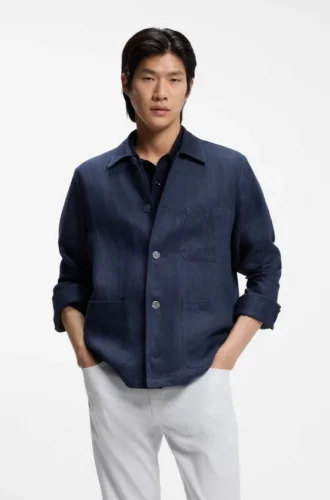 Overshirt in lockerer Passform aus italienischem Leinen-Twill