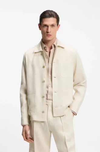 Overshirt in lockerer Passform aus italienischem Leinen-Twill
