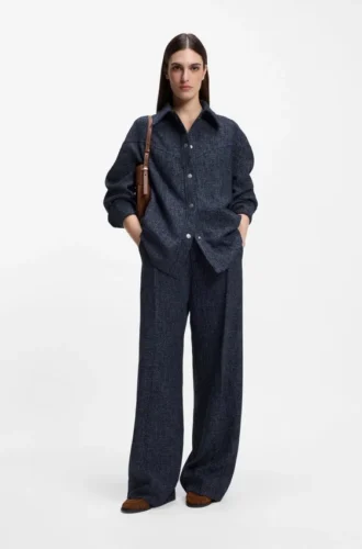 Overshirt in Relaxed-Fit aus Tweed in Denim-Optik