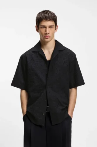 Oversize-Hemd aus Baumwolle mit Broderie-Anglaise