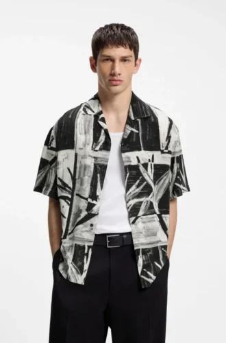 Oversize-Hemd mit Print und Camp-Kragen