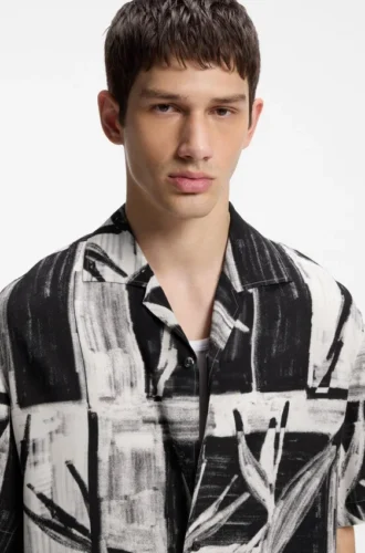 Oversize-Hemd mit Print und Camp-Kragen
