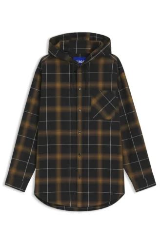 Oversize-Overshirt aus karierter Baumwolle mit Kapuze