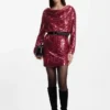 Paillettenkleid mit drapiertem Ausschnitt