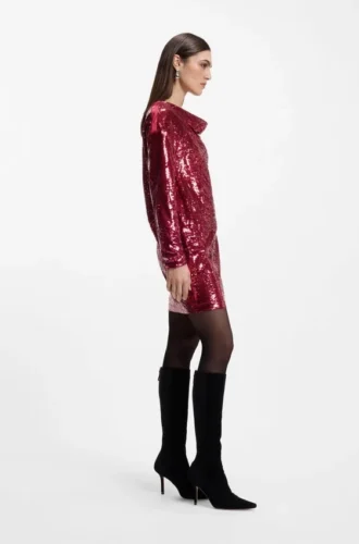 Paillettenkleid mit drapiertem Ausschnitt