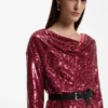 Paillettenkleid mit drapiertem Ausschnitt