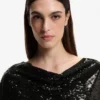 Paillettenkleid mit drapiertem Ausschnitt