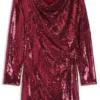Paillettenkleid mit drapiertem Ausschnitt