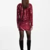 Paillettenkleid mit drapiertem Ausschnitt