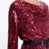 Paillettenkleid mit drapiertem Ausschnitt