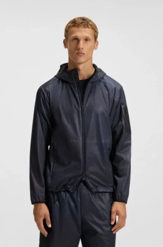 Parka-Jacke mit Kapuze und Allover-Print