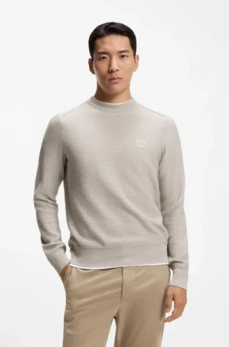 Piqué-Pullover aus Baumwolle mit Logo-Patch