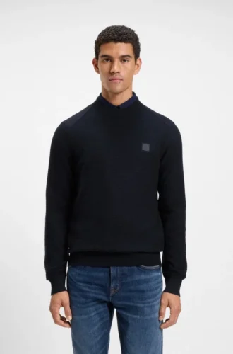 Piqué-Pullover aus Baumwolle mit Logo-Patch