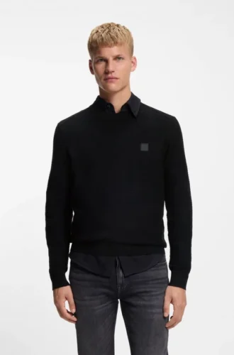 Piqué-Pullover aus Baumwolle mit Logo-Patch