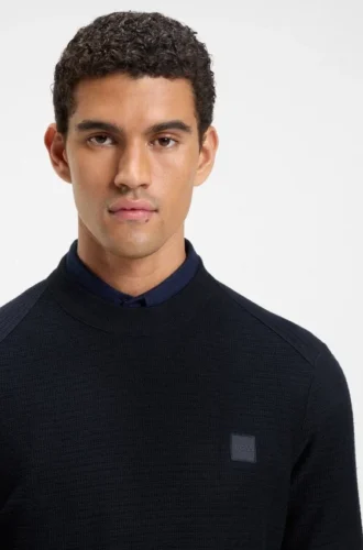 Piqué-Pullover aus Baumwolle mit Logo-Patch