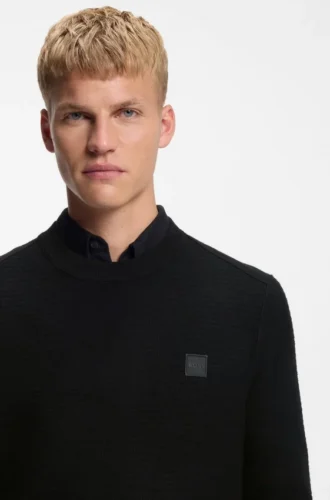 Piqué-Pullover aus Baumwolle mit Logo-Patch