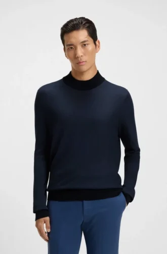 Piqué-Pullover aus Seide mit Stehkragen