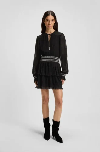 Plisseekleid mit gesmoktem Bund
