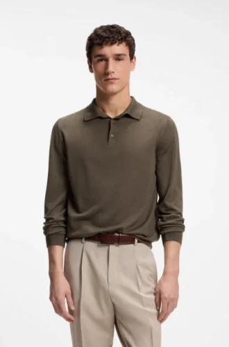 Polo-Pullover aus Wolle, Seide und Kaschmir