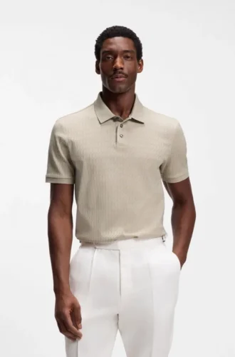 Polohemd aus Baumwolle mit geometrischem Jacquard-Muster