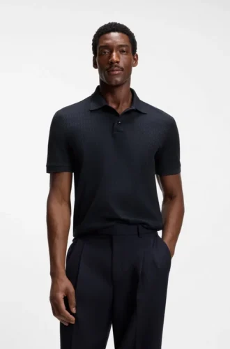 Polohemd aus Baumwolle mit geometrischem Jacquard-Muster