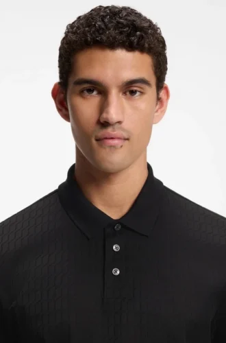 Polohemd aus Baumwolle mit geometrischem Jacquard-Muster
