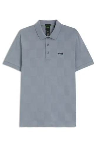 Polohemd aus Baumwolle mit Karojacquard