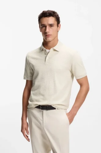 Polohemd aus Baumwolle mit Monogramm-Jacquard