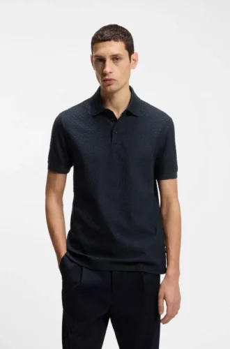 Polohemd aus Baumwolle mit Monogramm-Jacquard