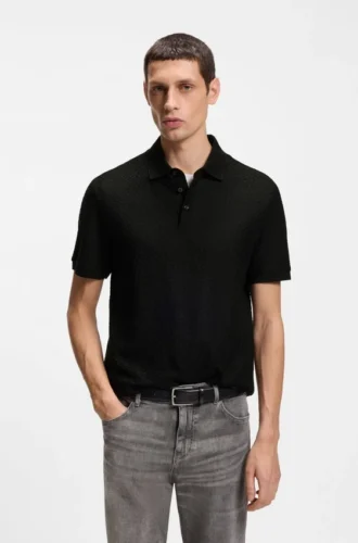 Polohemd aus Baumwolle mit Monogramm-Jacquard