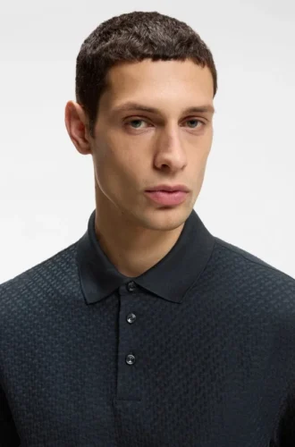 Polohemd aus Baumwolle mit Monogramm-Jacquard