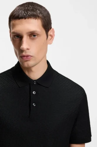 Polohemd aus Baumwolle mit Monogramm-Jacquard