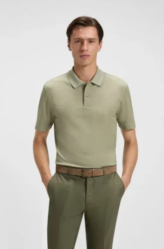 Polohemd aus Baumwolle und Seide in Regular-Fit