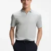Polohemd aus Baumwolljacquard mit Johnny-Kragen