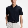 Polohemd aus Baumwolljacquard mit Johnny-Kragen