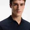 Polohemd aus Baumwolljacquard mit Johnny-Kragen
