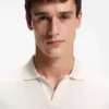 Polohemd aus Baumwolljacquard mit Johnny-Kragen