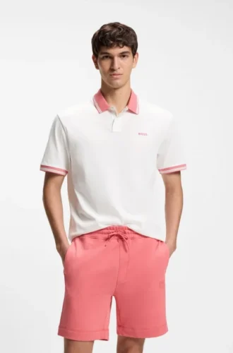 Polohemd aus Baumwolljersey mit Streifenbesatz