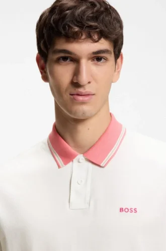 Polohemd aus Baumwolljersey mit Streifenbesatz