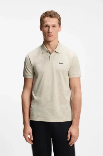 Polohemd aus Baumwollpiqué mit Allover-Print