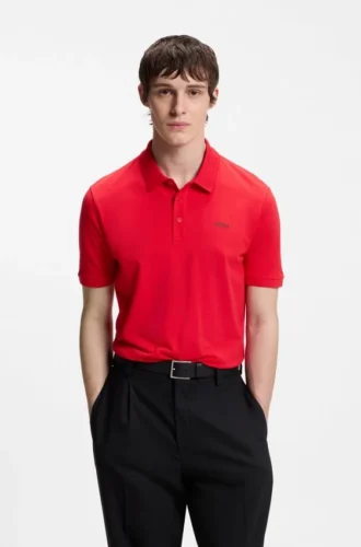 Polohemd aus Baumwollpiqué mit Logo-Print