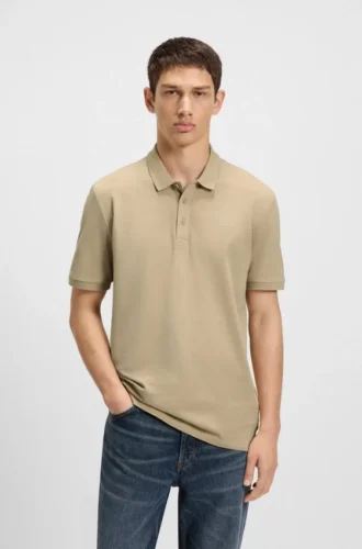 Polohemd aus Baumwollpiqué mit Logo-Print