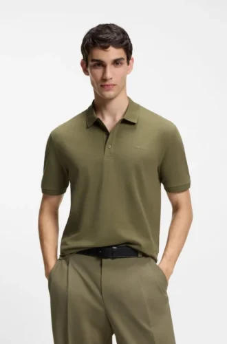 Polohemd aus Baumwollpiqué mit Logo-Print