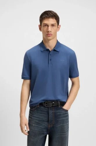 Polohemd aus Baumwollpiqué mit Logo-Print