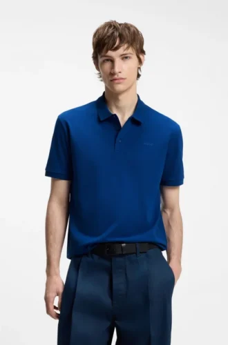 Polohemd aus Baumwollpiqué mit Logo-Print