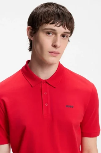 Polohemd aus Baumwollpiqué mit Logo-Print