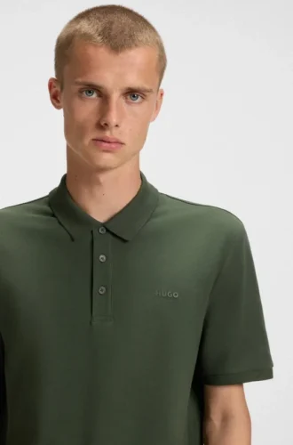 Polohemd aus Baumwollpiqué mit Logo-Print