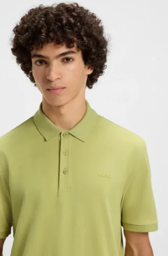 Polohemd aus Baumwollpiqué mit Logo-Print