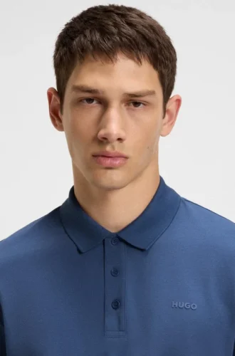 Polohemd aus Baumwollpiqué mit Logo-Print