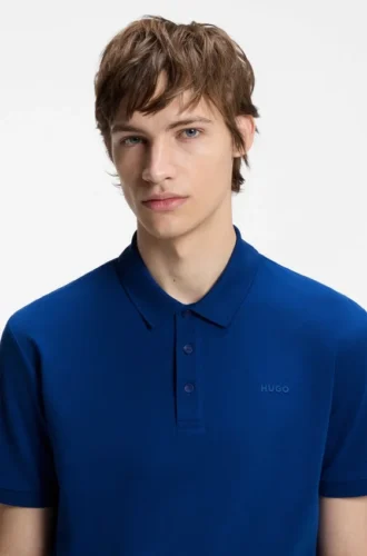Polohemd aus Baumwollpiqué mit Logo-Print